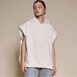 Athleta Cream Retroplush Sleeveless Hoodie Tank